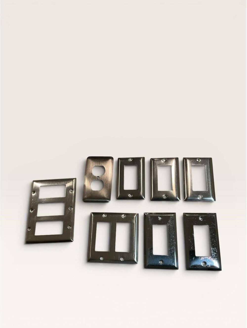 Polished Brass switch plate covers Outlet/8pc Metal Wall Plate Cover Set Steel